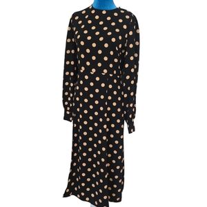 Rihoas Spring Womens Polka Dot Printed Side Slit Midi Dress Size M